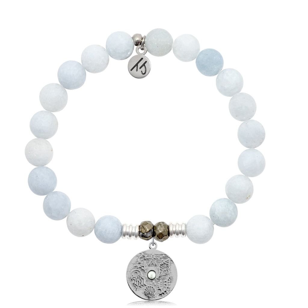 Celestine Stone Bracelet with Ocean Lover Sterling Silver Charm