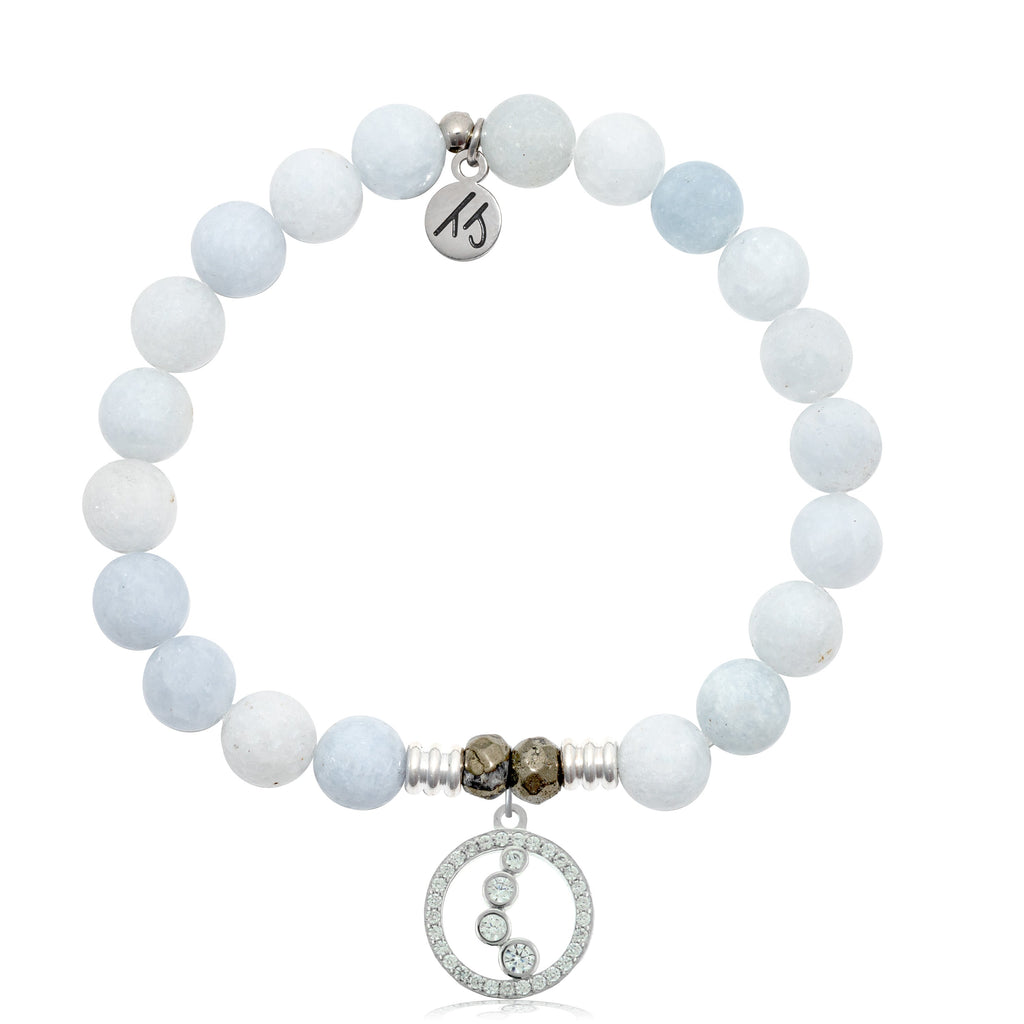 Celestine Stone Bracelet with One Step at a Time Sterling Silver Charm