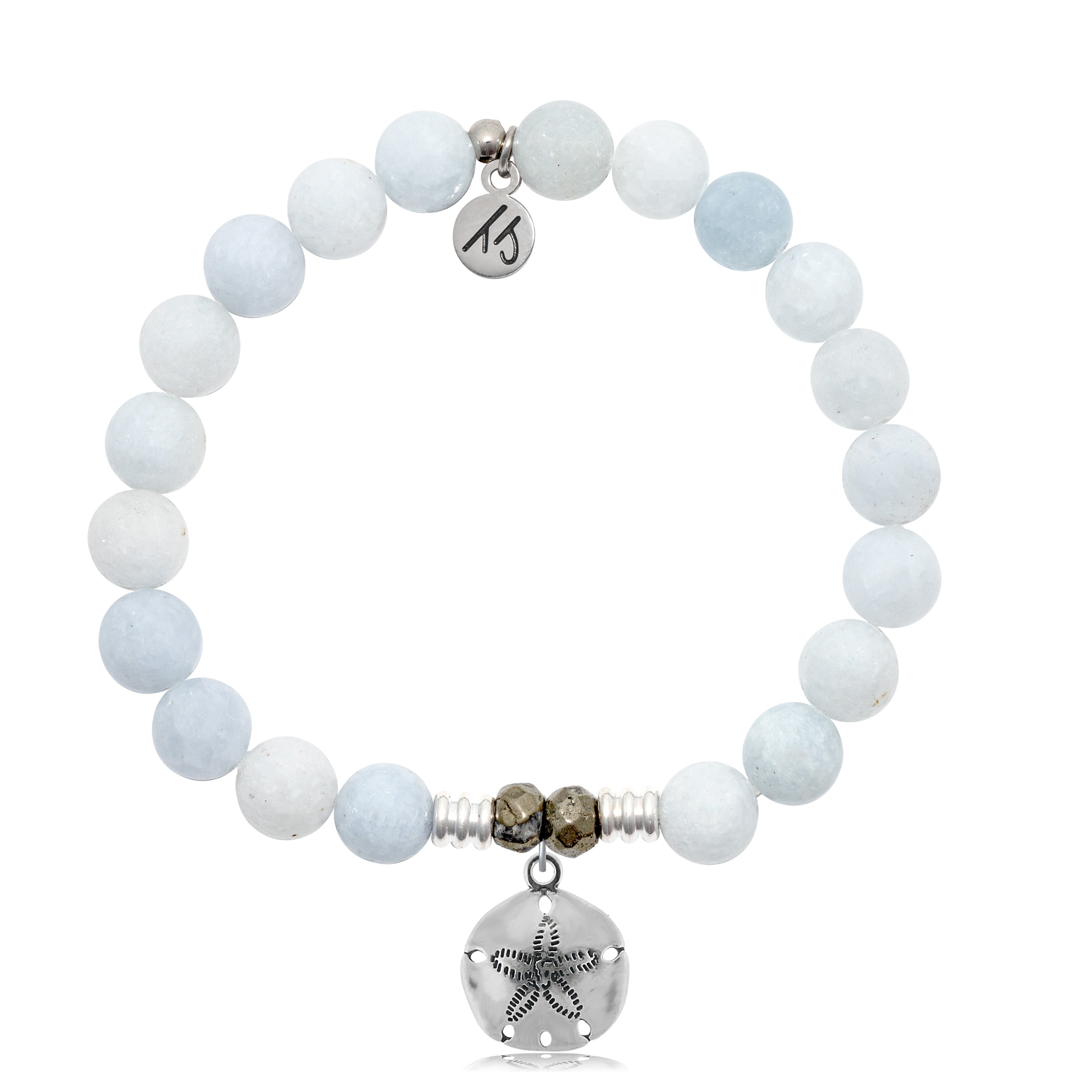 Celestine Stone Bracelet with Sand Dollar Sterling Silver Charm