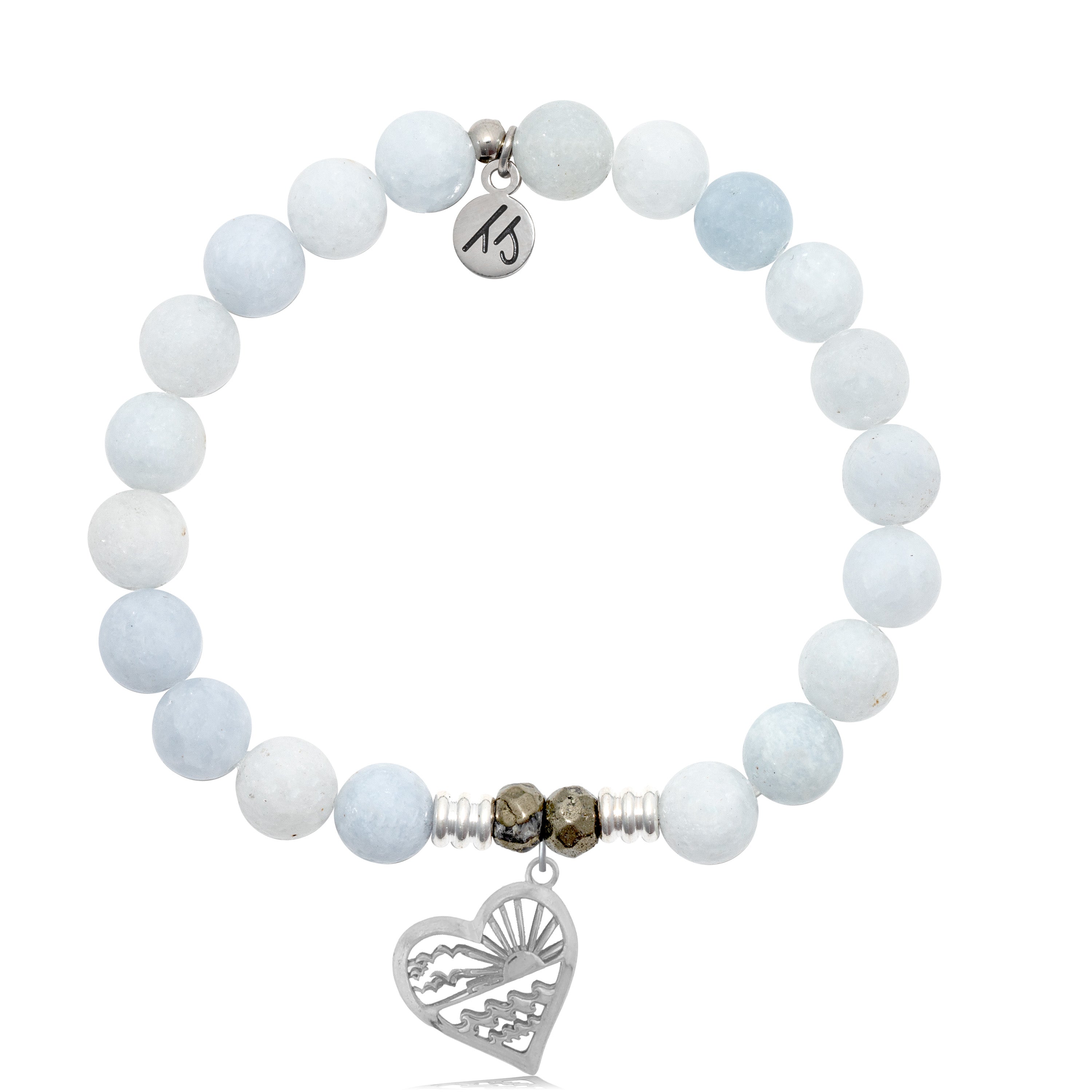 Celestine Stone Bracelet with Seas the Day Sterling Silver Charm