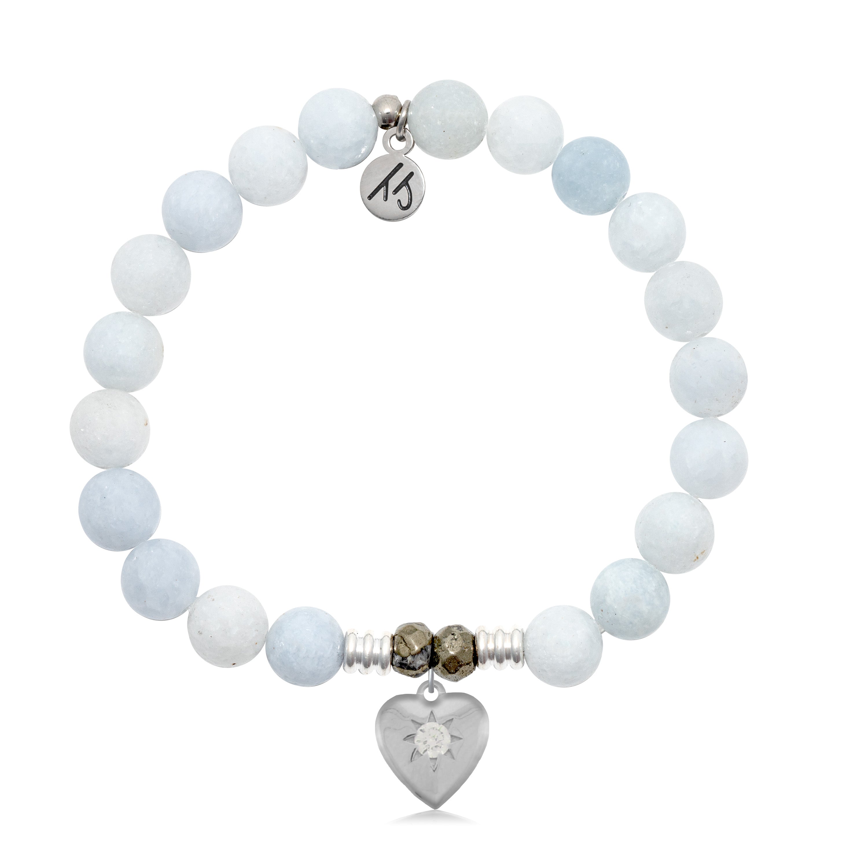 Celestine Stone Bracelet with Self Love Sterling Silver Charm