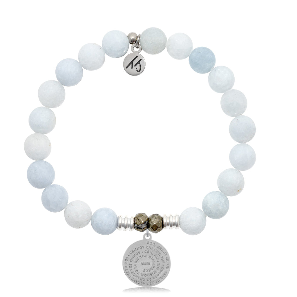 Celestine Stone Bracelet with Serenity Prayer Sterling Silver Charm