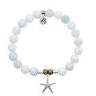 Celestine Stone Bracelet with Starfish Sterling Silver Charm