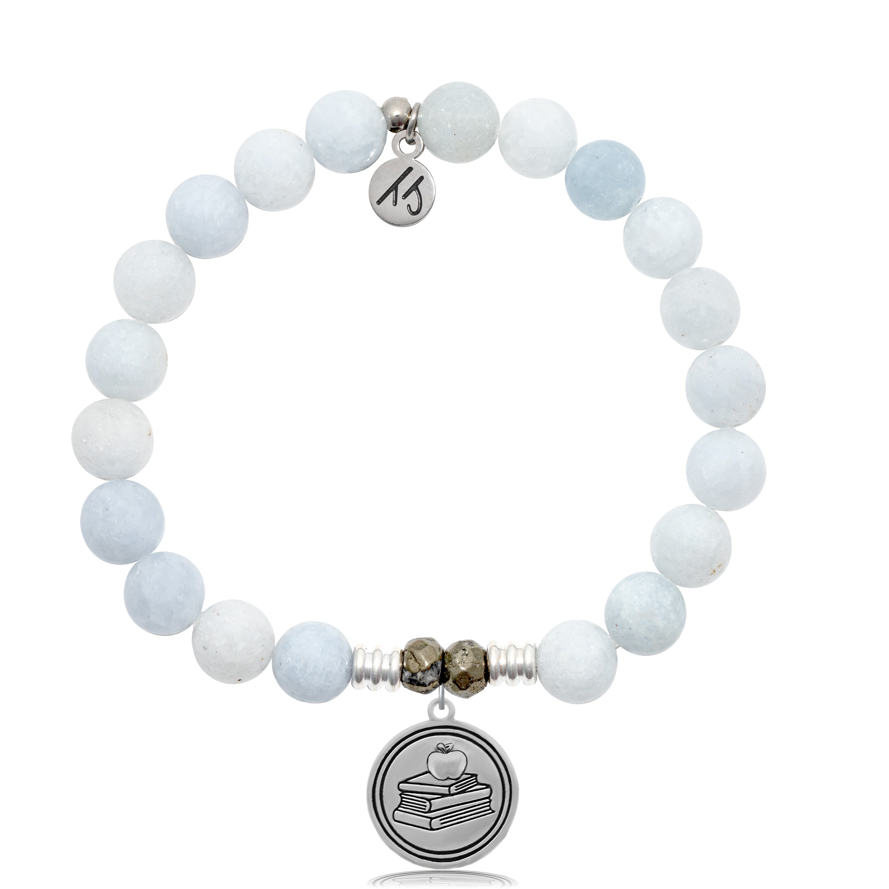 Celestine Stone Bracelet with Teacher Sterling Silver Charm