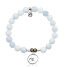 Celestine Stone Bracelet with Wave Sterling Silver Charm
