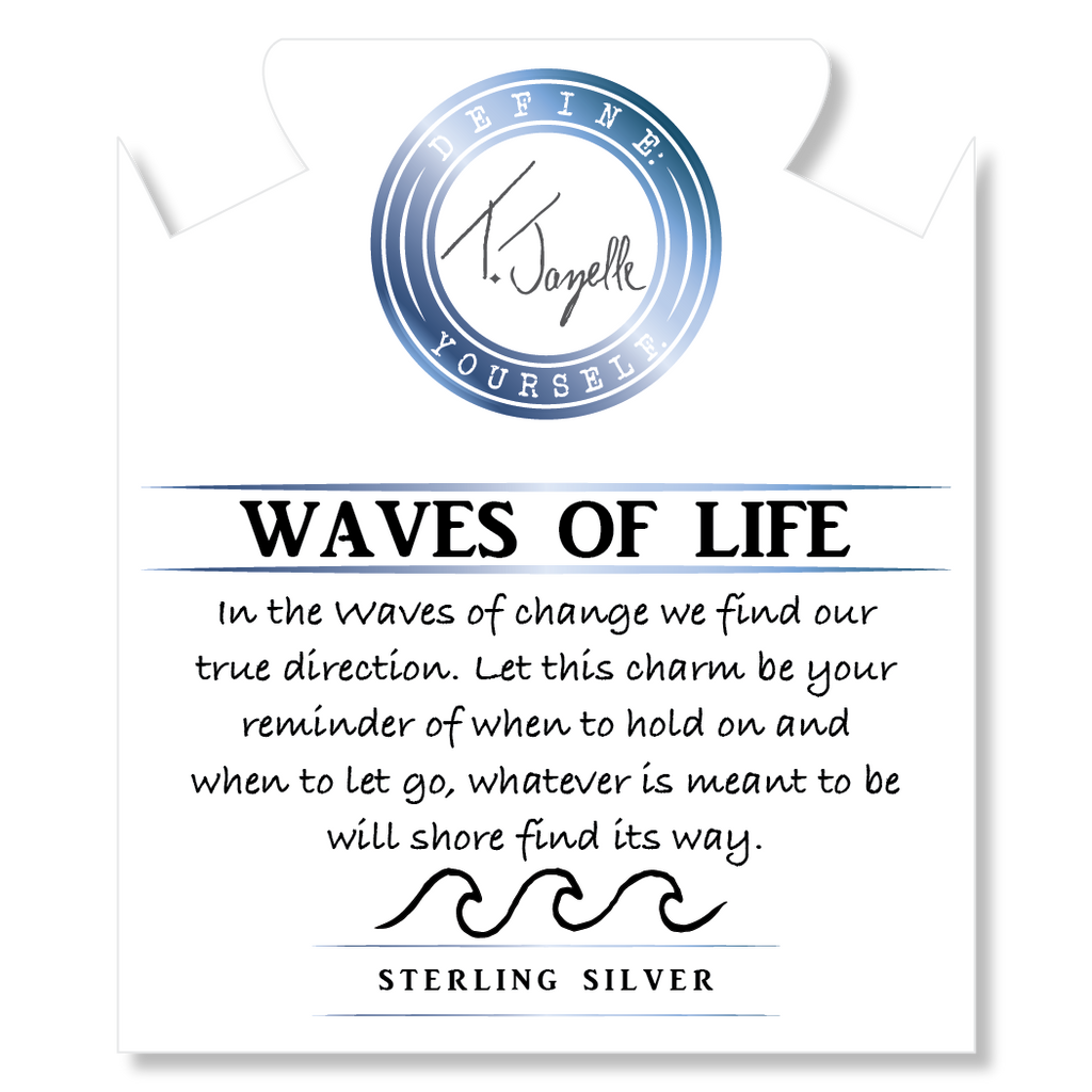 Celestine Stone Bracelet with Waves of Life Sterling Silver Charm