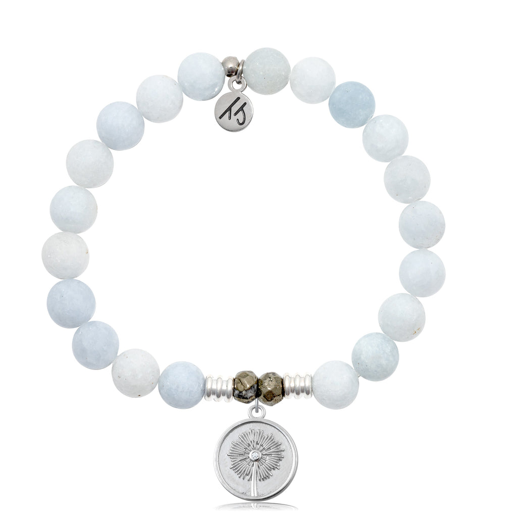Celestine Stone Bracelet with Wish Sterling Silver Charm