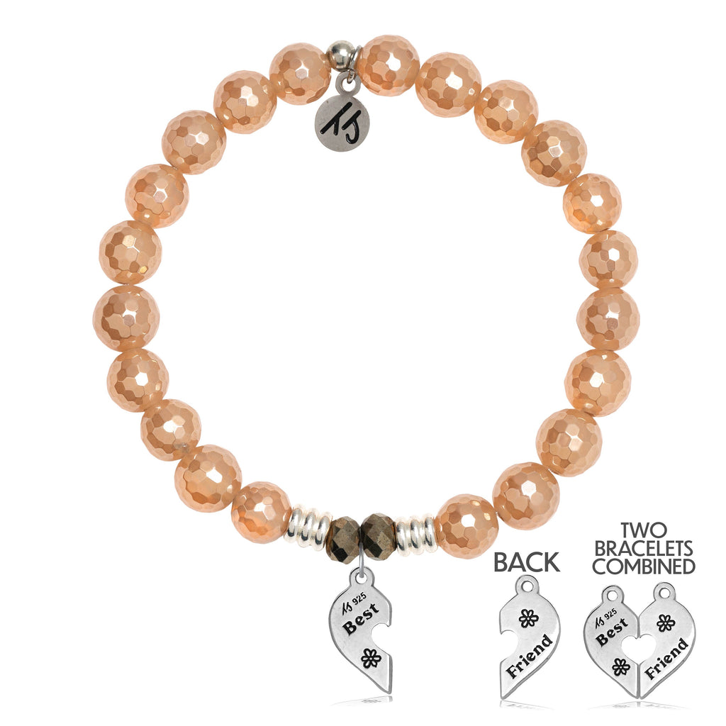 Champagne Agate Stone Bracelet with Forever Friends Sterling Silver Charm