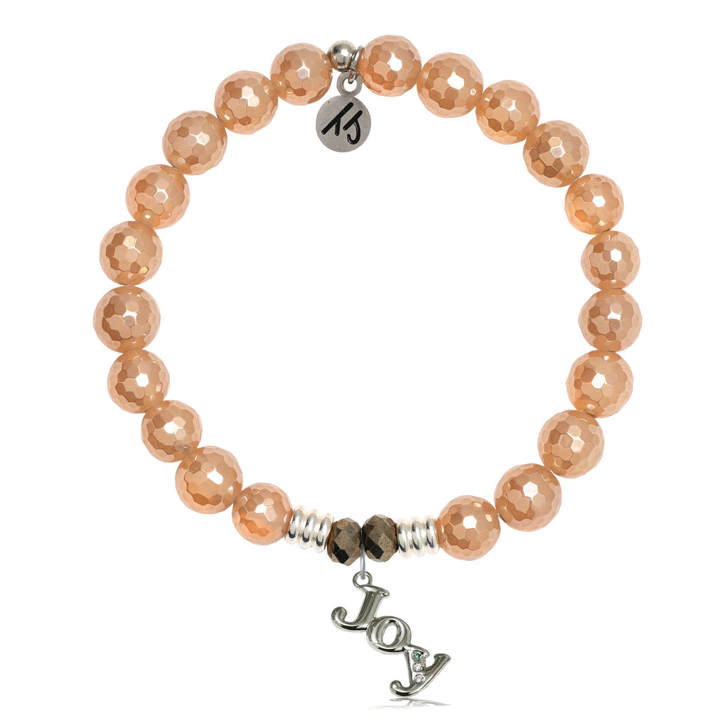 Champagne Agate Stone Bracelet with Joy Sterling Silver Charm