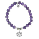 Champions Collection-Amethyst Stone Bracelet with Basketball Sterling Silver Charm Tiffany Jazelle