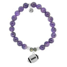 Champions Collection-Amethyst Stone Bracelet with Football Sterling Silver Charm Tiffany Jazelle