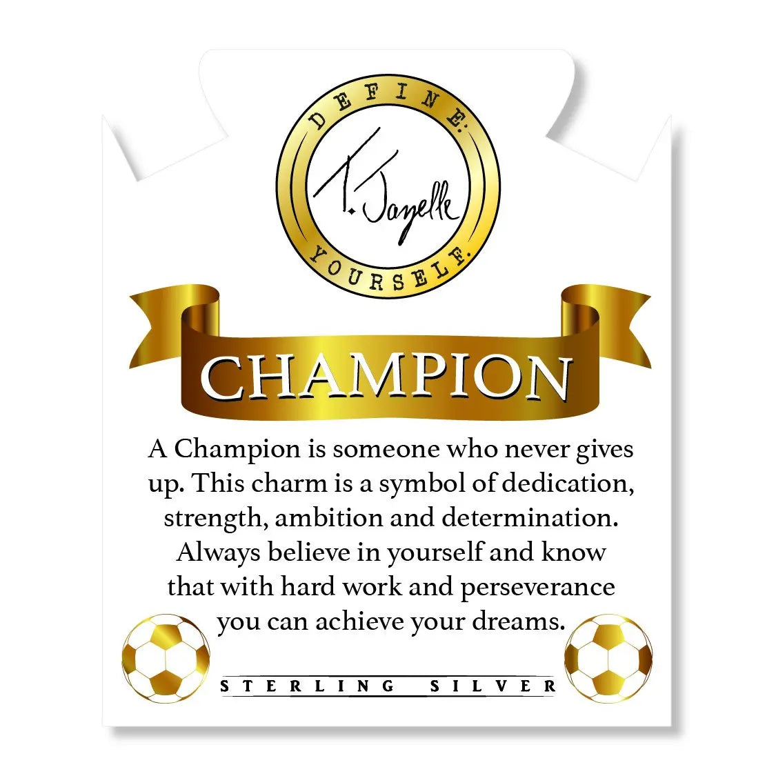 Champions Collection- Blue Aquamarine Stone Bracelet with Soccer Sterling Silver Charm Tiffany Jazelle