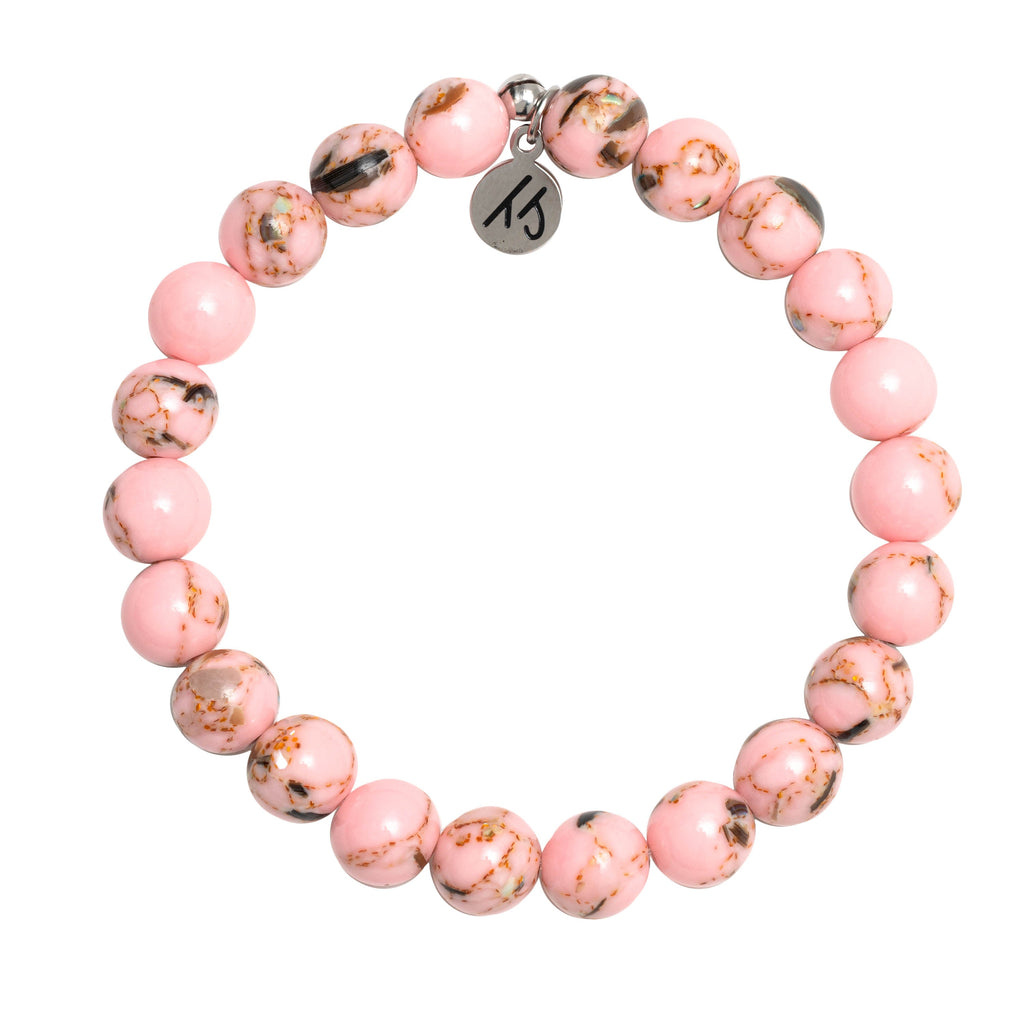 Defining Bracelet- Determination Bracelet with Pink Shell Gemstones