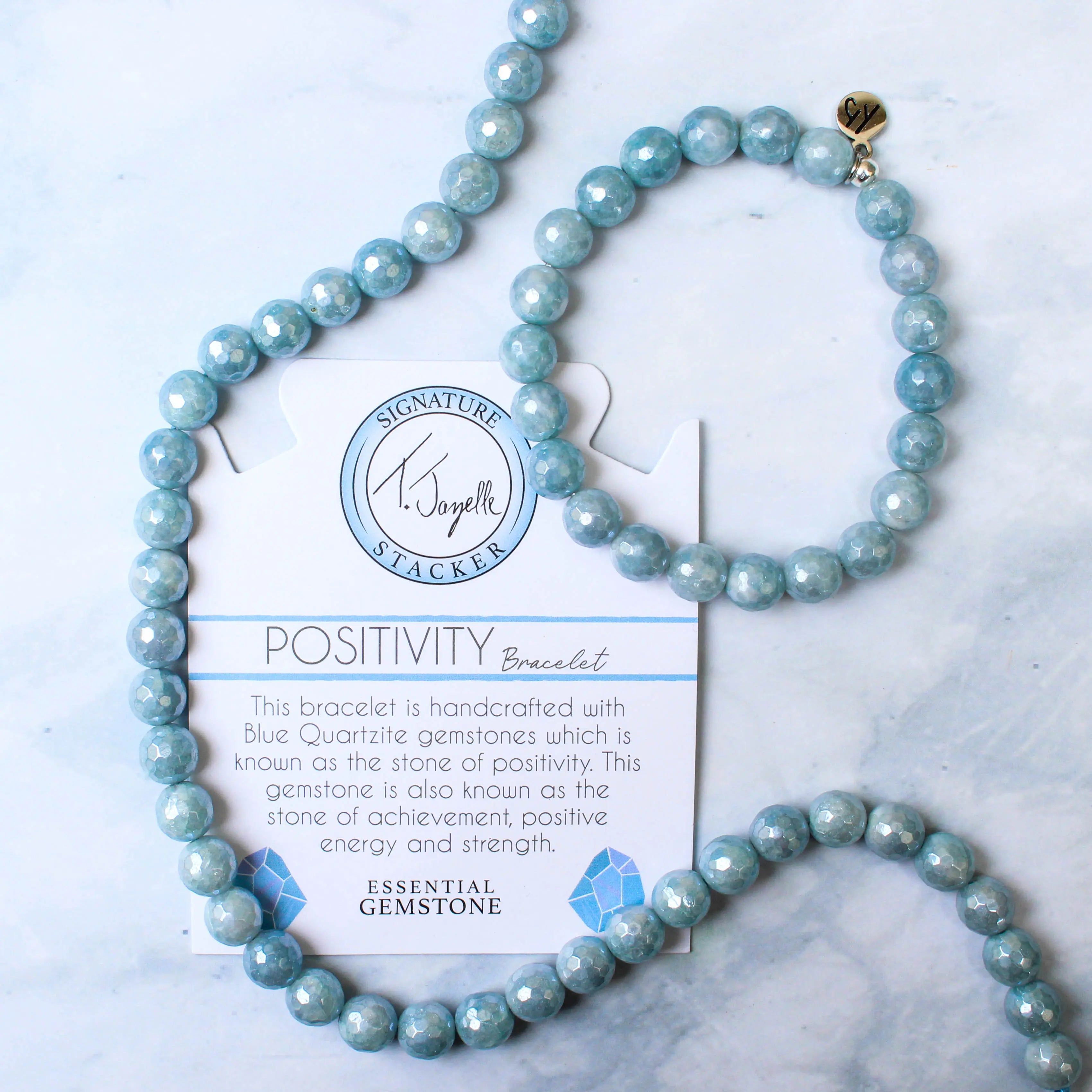 Defining Bracelet- Positivity Bracelet with Blue Quartzite Gemstones