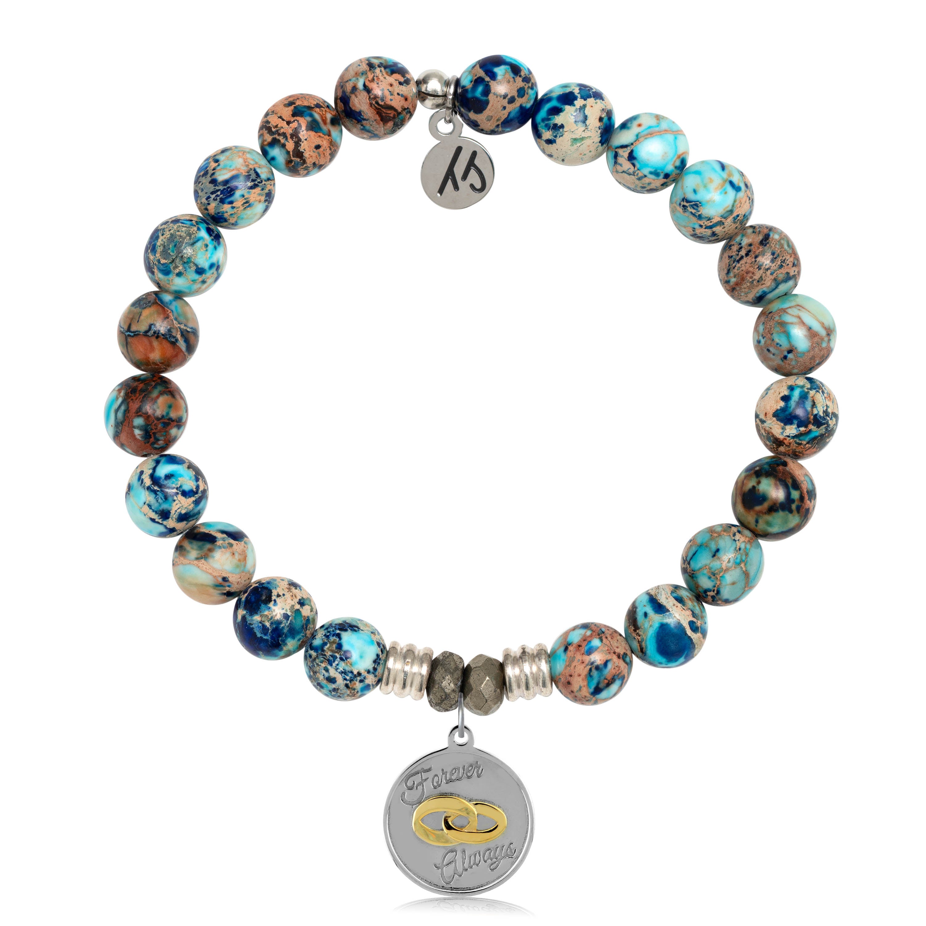Earth Jasper Stone Bracelet with Always and Forever Sterling Silver Charm