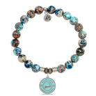 Earth Jasper Stone Bracelet with Cape Cod Enamel Sterling Silver Charm
