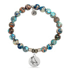 Earth Jasper Stone Bracelet with Cardinal Sterling Silver Charm
