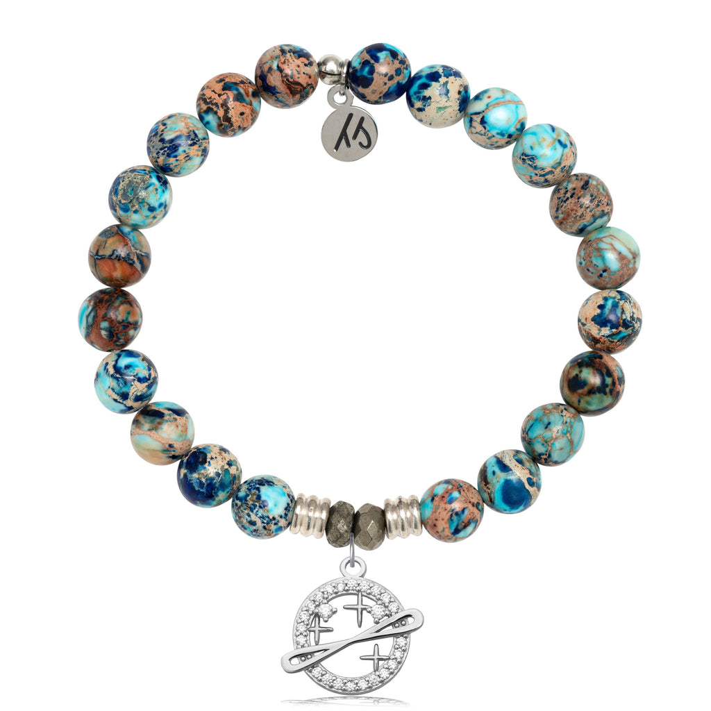 Earth Jasper Stone Bracelet with Infinity and Beyond Sterling Silver Charm