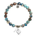 Earth Jasper Stone Bracelet with Key to my Heart Sterling Silver Charm