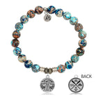 Earth Jasper Stone Bracelet with Lake Life Sterling Silver Charm