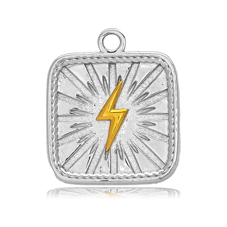 Earth Jasper Stone Bracelet with Lightning Bolt Sterling Silver Charm