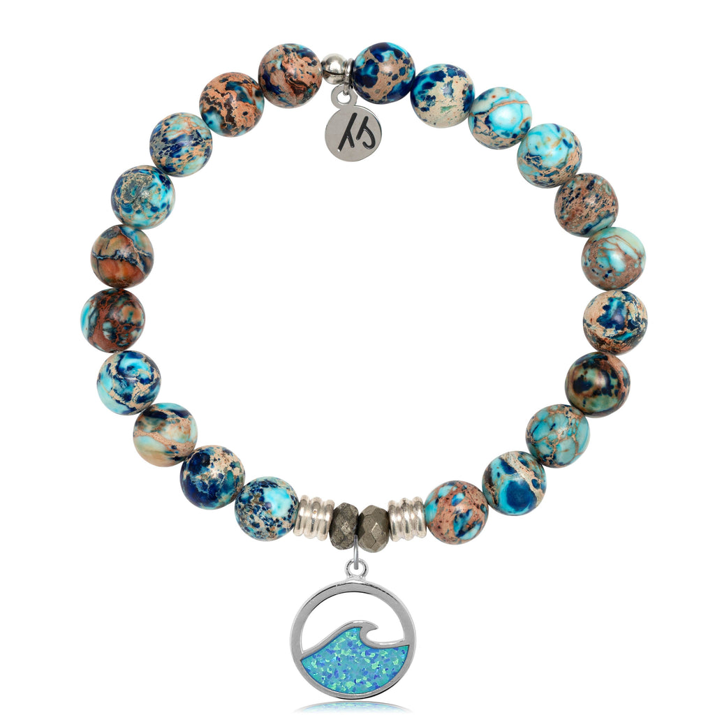 Earth Jasper Stone Bracelet with Love as Deep as the Ocean Sterling Silver Charm