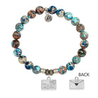 Earth Jasper Stone Bracelet with Love Letter Sterling Silver Charm