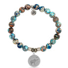 Earth Jasper Stone Bracelet with Lucky Elephant Sterling Silver Charm