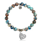 Earth Jasper Stone Bracelet with Wishing Heart Sterling Silver Charm