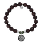 Garnet Stone Bracelet with Saint Christopher Sterling Silver Charm
