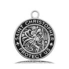 Garnet Stone Bracelet with Saint Christopher Sterling Silver Charm