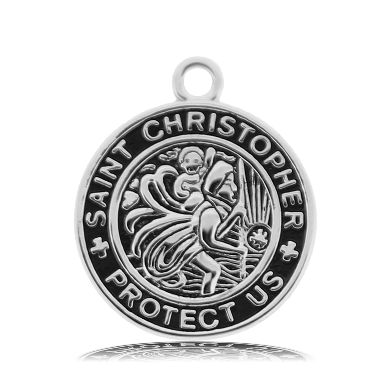 Garnet Stone Bracelet with Saint Christopher Sterling Silver Charm