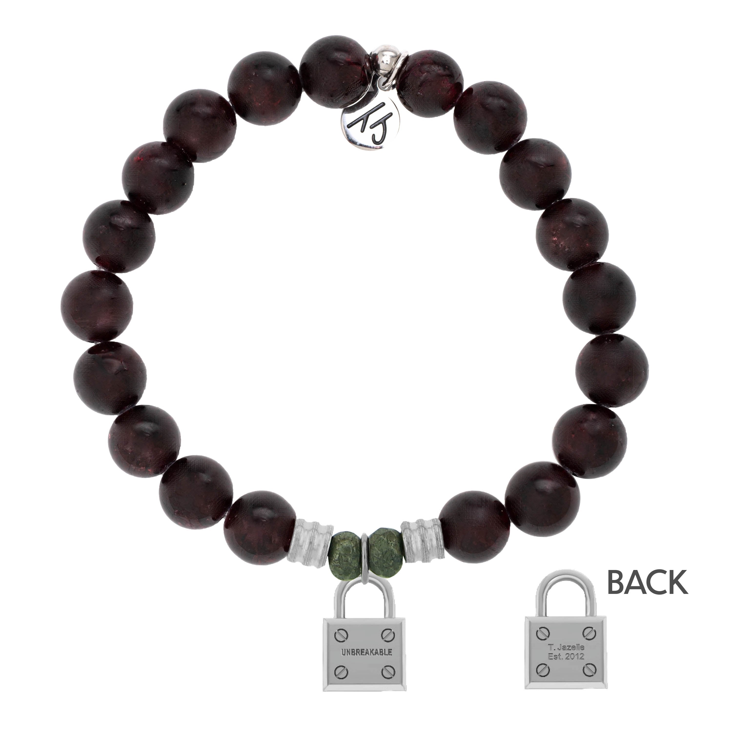 Garnet Stone Bracelet with Unbreakable Sterling Silver Charm