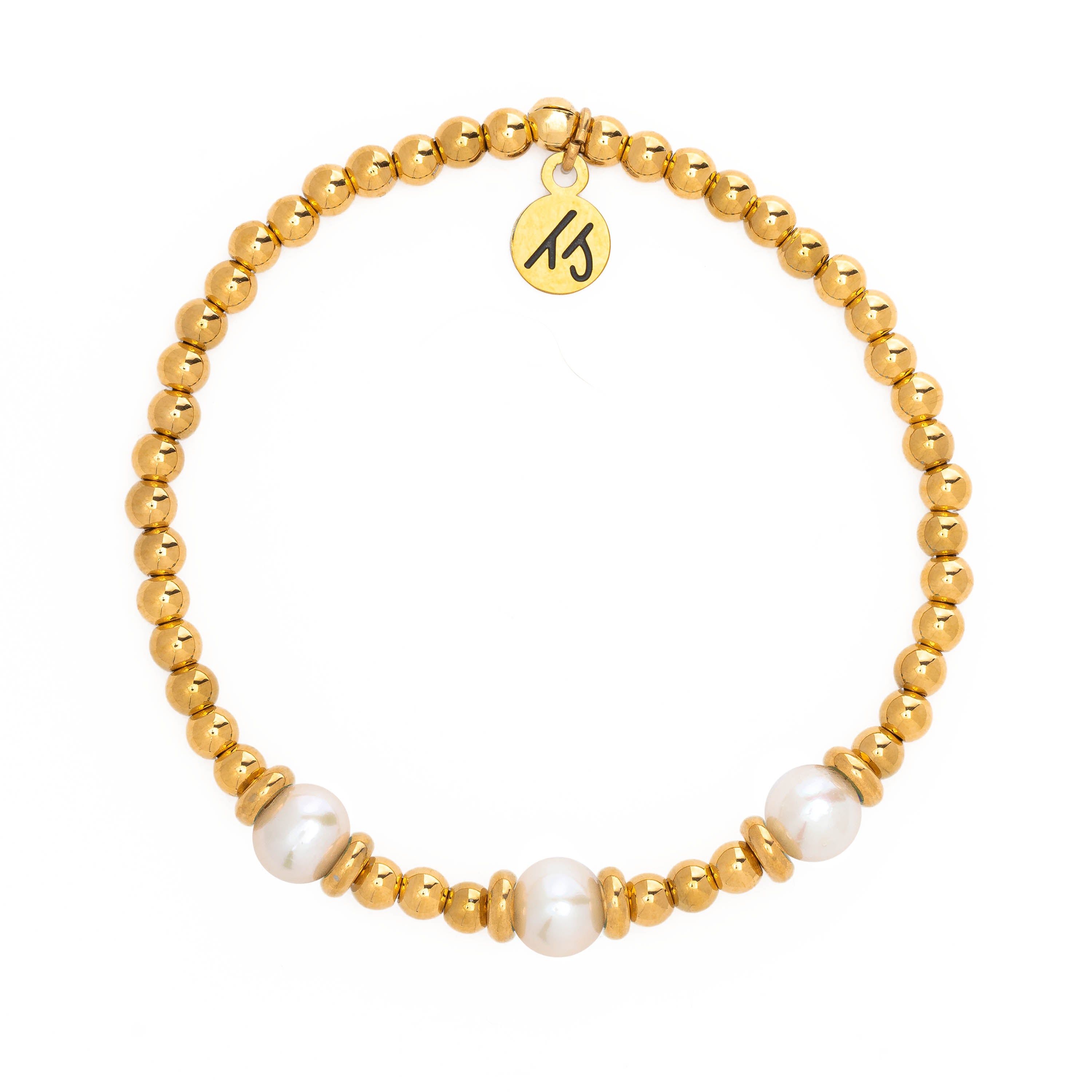 Gold Affirmations Collection- I am Blessed Pearl Bracelet