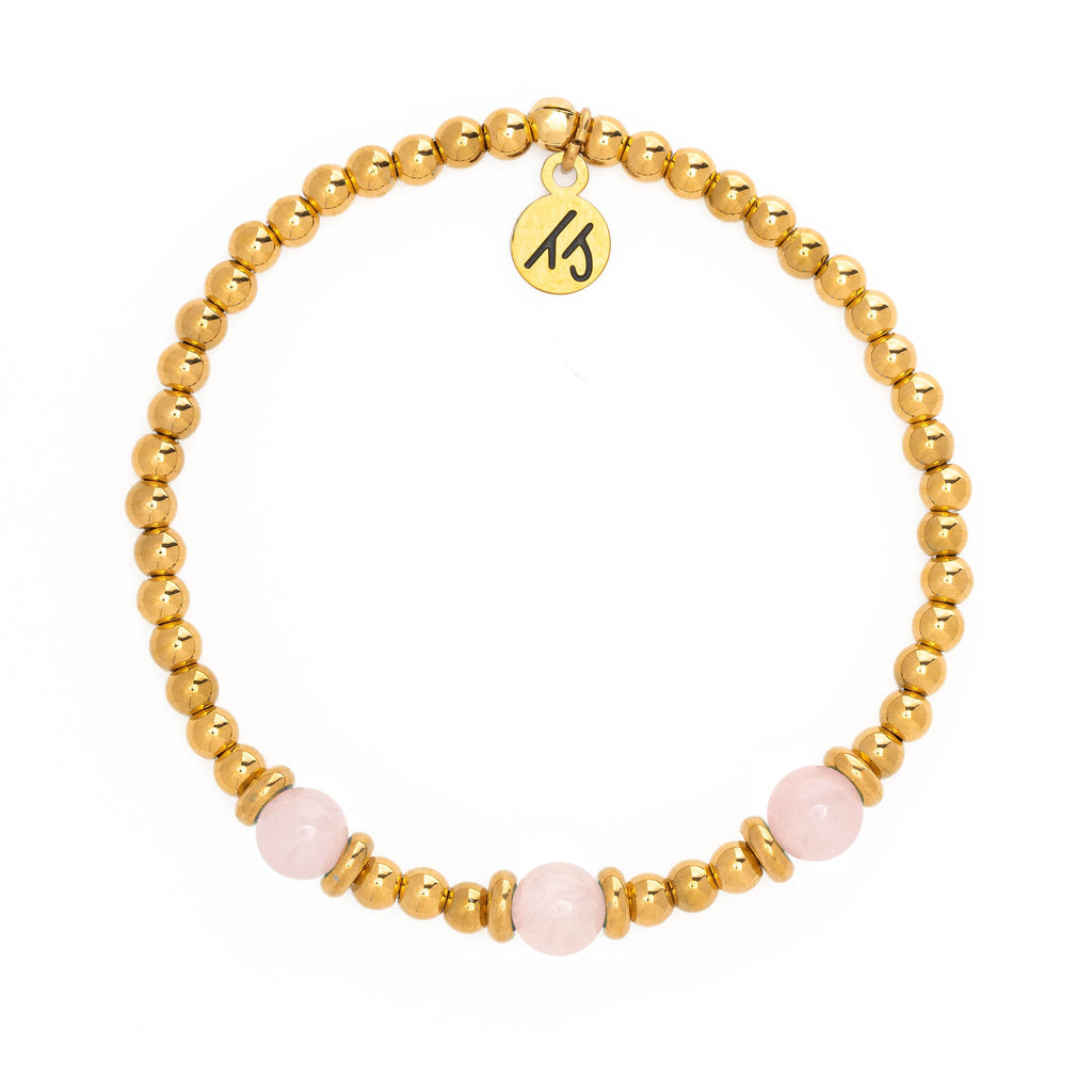 Gold Affirmations Collection- Love Yourself Rose Quartz Bracelet