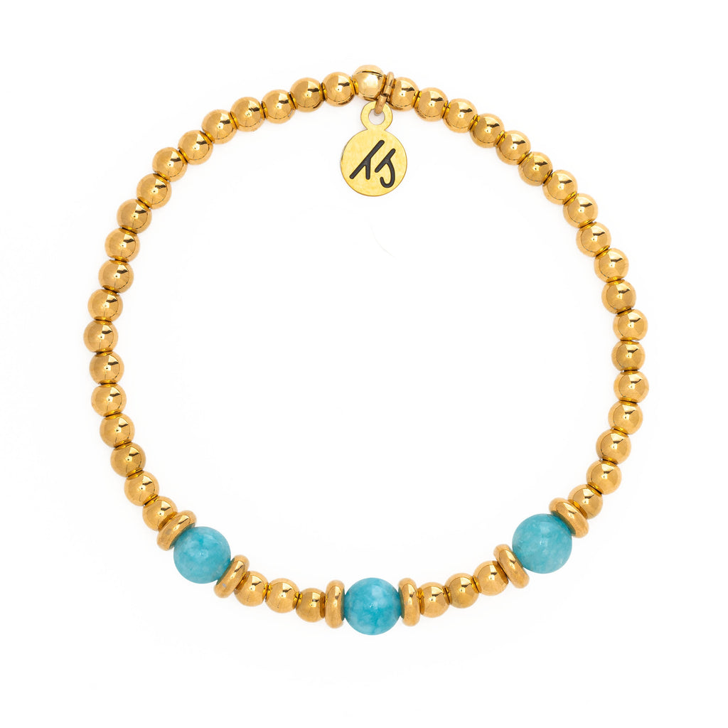 Gold Affirmations Collection- See the Good Dark Blue Quartz Bracelet