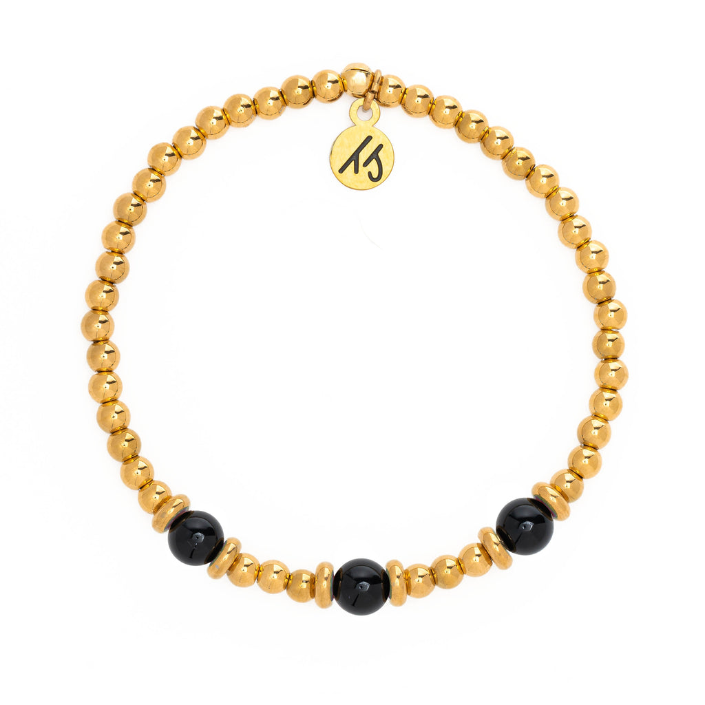 Gold Affirmations Collection- You are Strong Onyx Bracelet