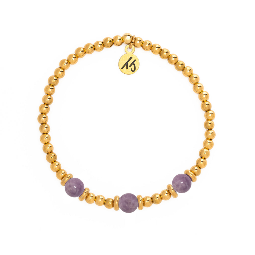 Gold Affirmations Collection- You Got This Lepidolite Bracelet