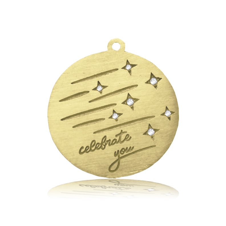 Gold Collection - Aqua Amazonite Stone Bracelet with Birthday Wishes Gold Charm