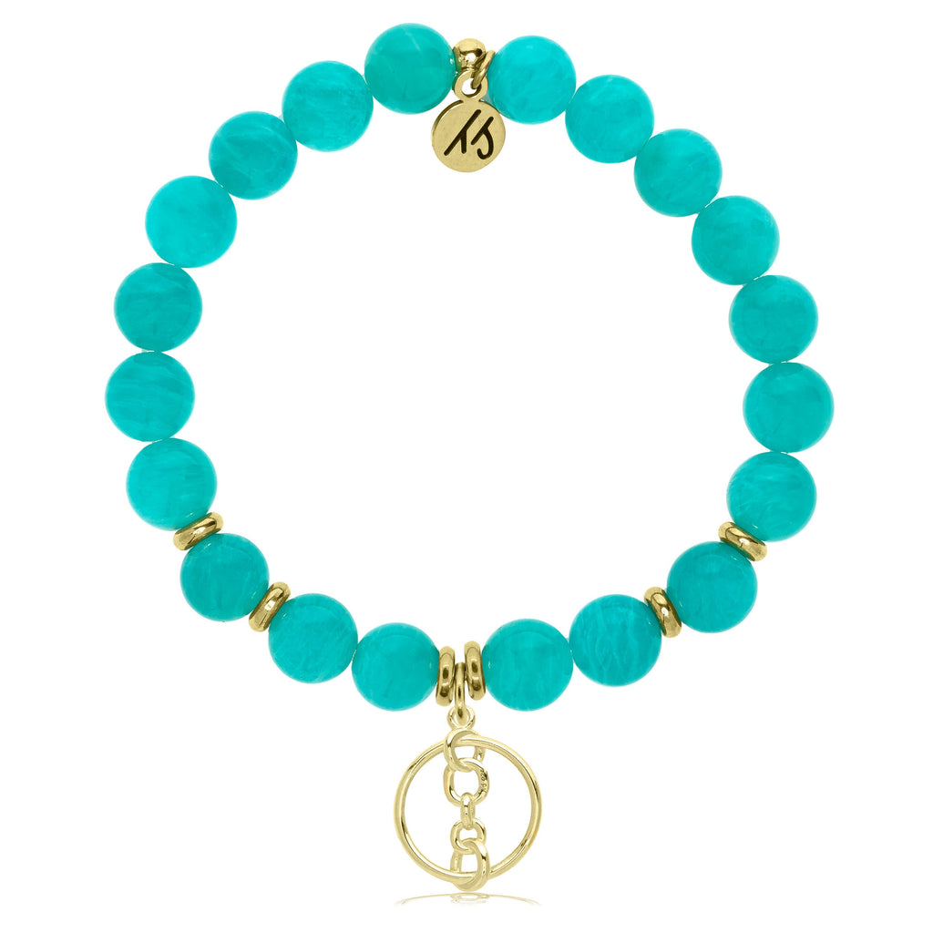 Gold Collection - Aqua Amazonite Stone Bracelet with Connection Gold Charm