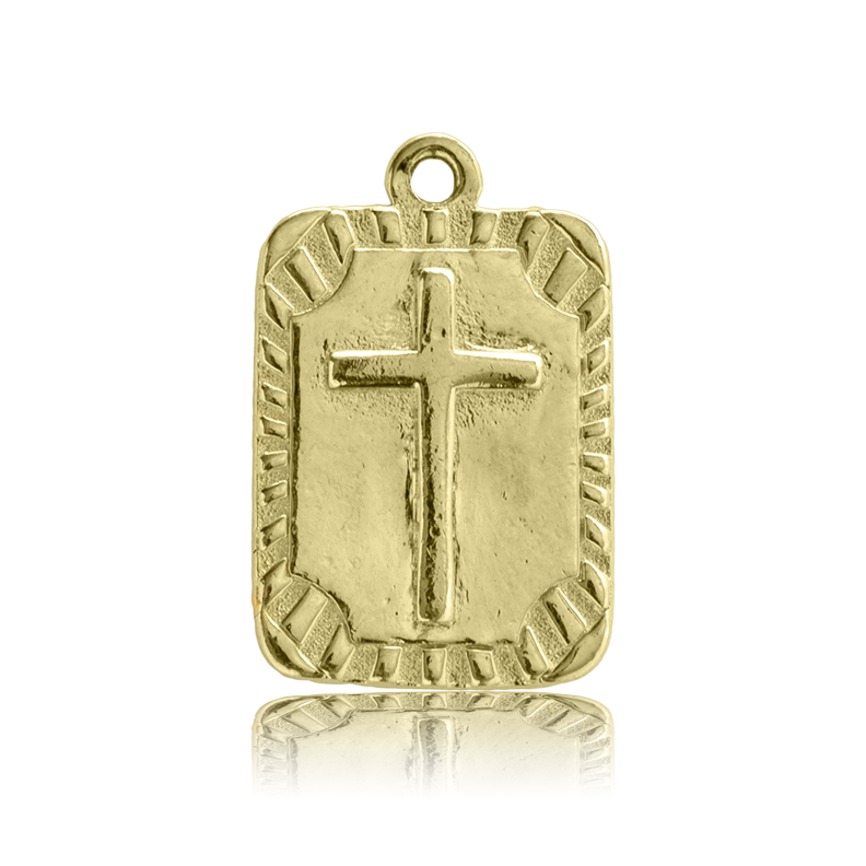 Gold Collection - Aqua Amazonite Stone Bracelet with Cross Gold Charm