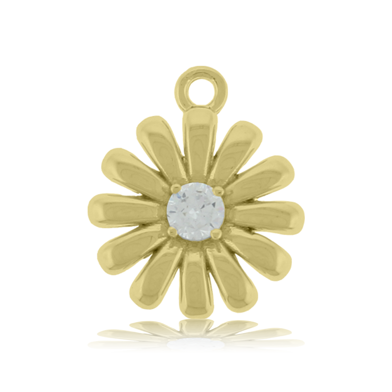 Gold Collection - Aqua Amazonite Stone Bracelet with Daisy Gold Charm