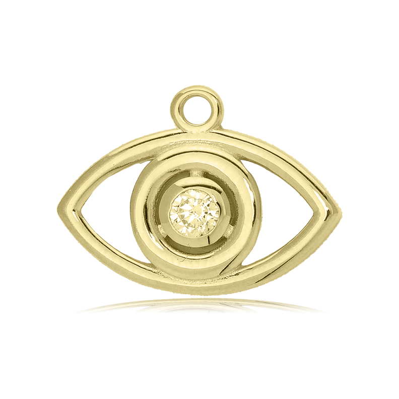 Gold Collection - Aqua Amazonite Stone Bracelet with Evil Eye Gold Charm