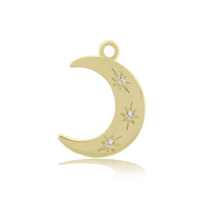 Gold Collection - Aqua Amazonite Stone Bracelet with Friendship Stars Gold Charm