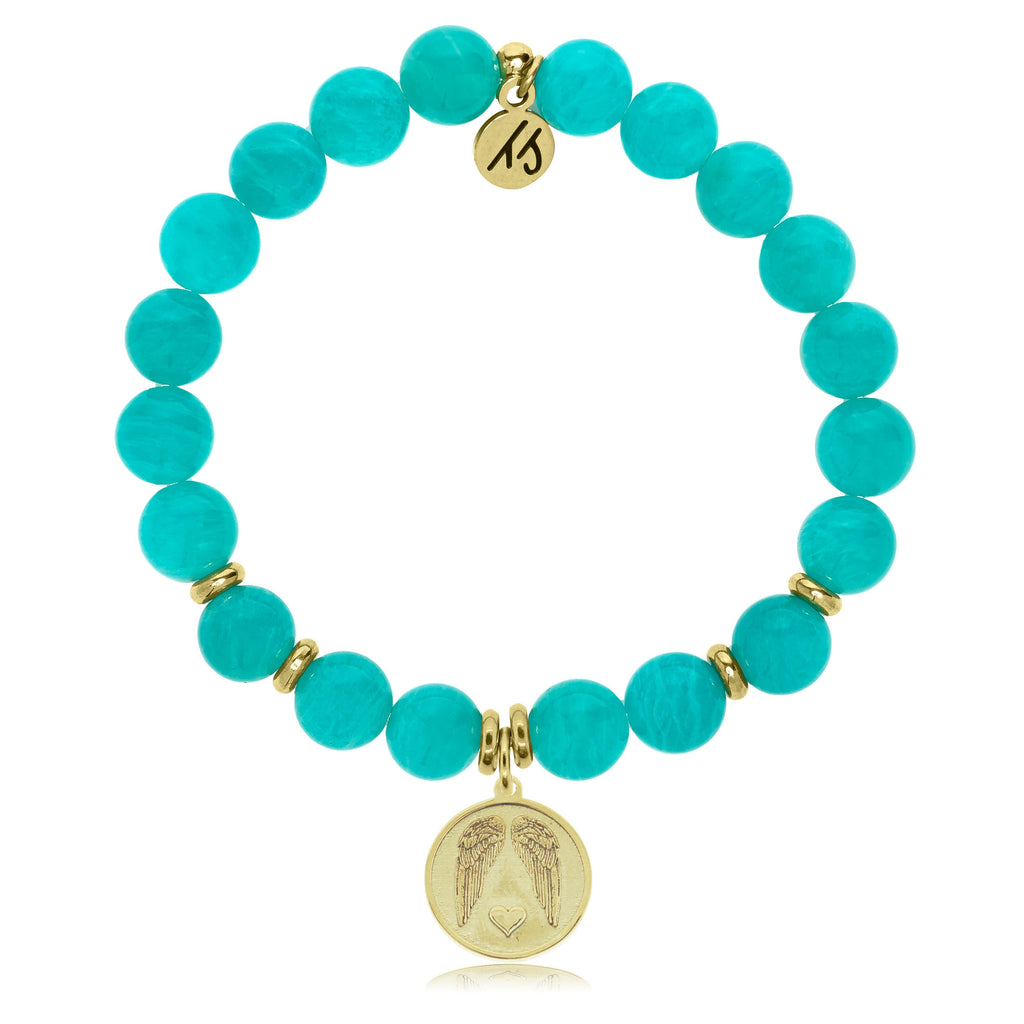 Gold Collection - Aqua Amazonite Stone Bracelet with Guardian Gold Charm