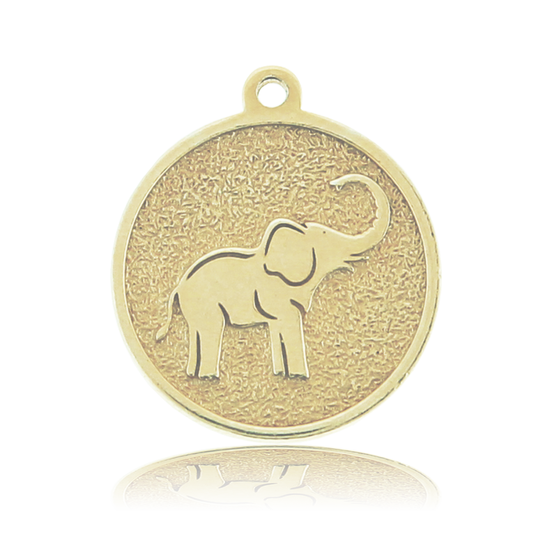 Gold Collection - Aqua Amazonite Stone Bracelet with Lucky Elephant Gold Charm