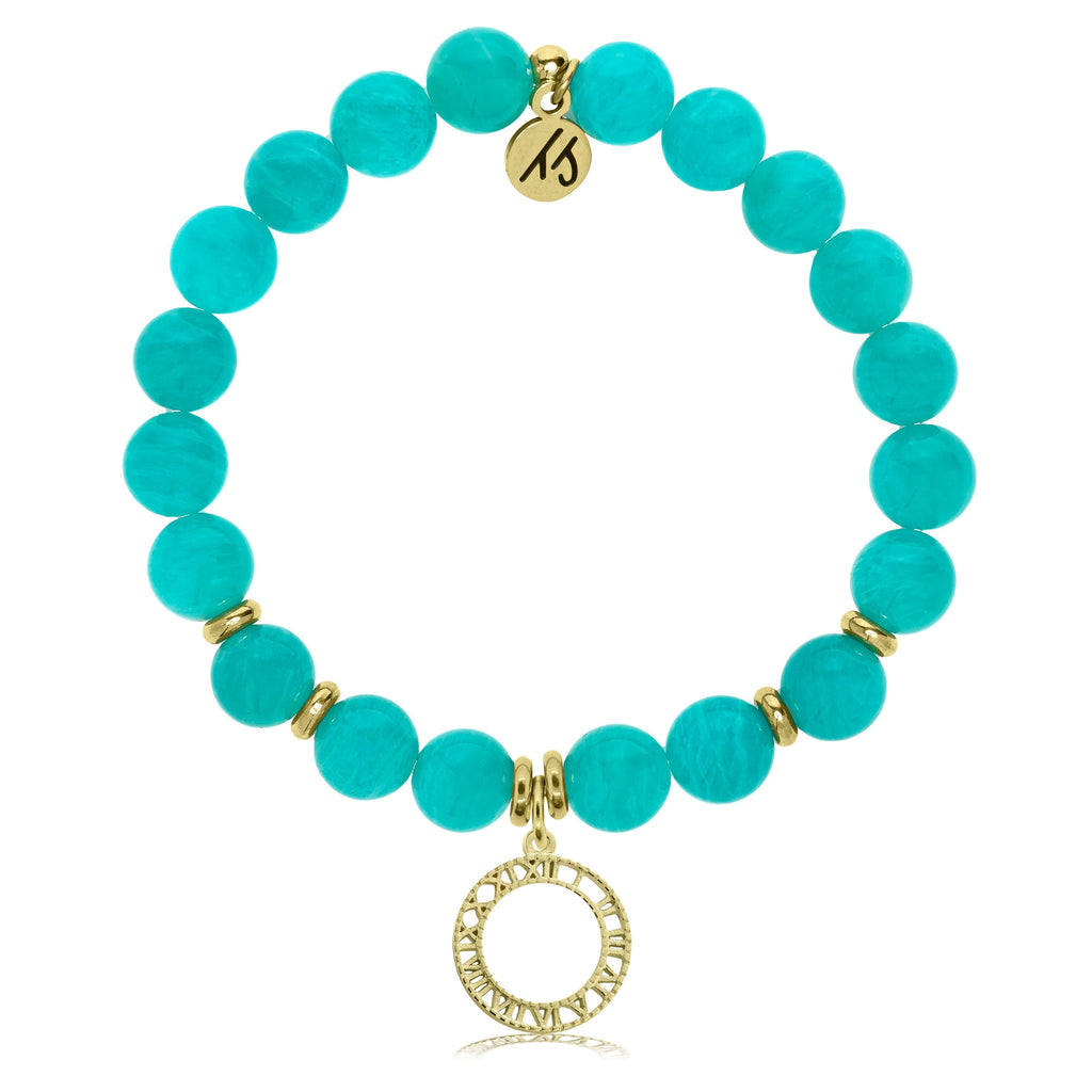 Gold Collection - Aqua Amazonite Stone Bracelet with Timeless Gold Charm