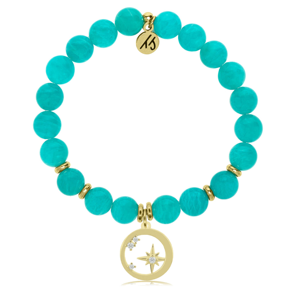 Gold Collection - Aqua Amazonite Stone Bracelet with What is Meant to Be Gold Charm