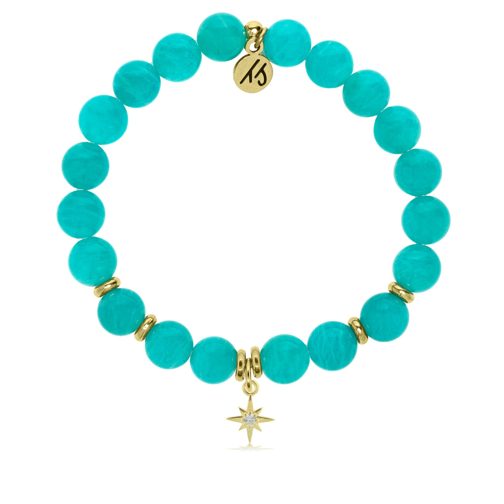 Gold Collection - Aqua Amazonite Stone Bracelet with Your Year Gold Charm