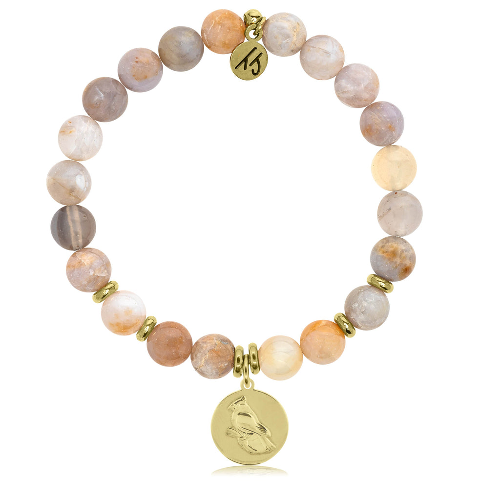 Gold Collection -Australian Agate Stone Bracelet with Cardinal Gold Charm